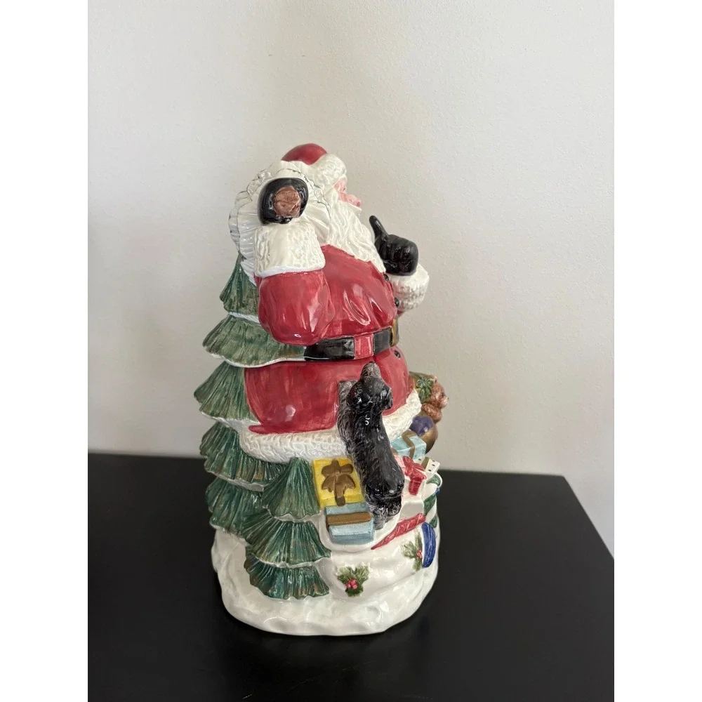 Fitz and Floyd 1996 Santa Cookie Jar‎ Teddy Bear Dog Christmas Tree Gifts